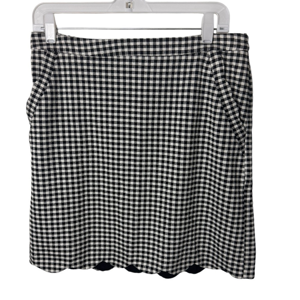 Stitch Fix plaid skirt Skies are Blue black white gingham check